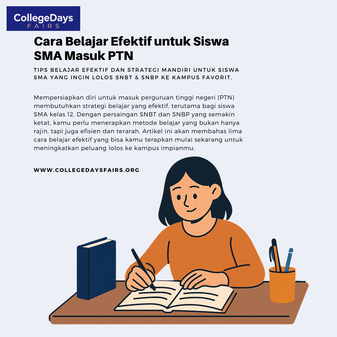 cara belajar efektif siswa SMA untuk persiapan SNBT masuk PTN favorit