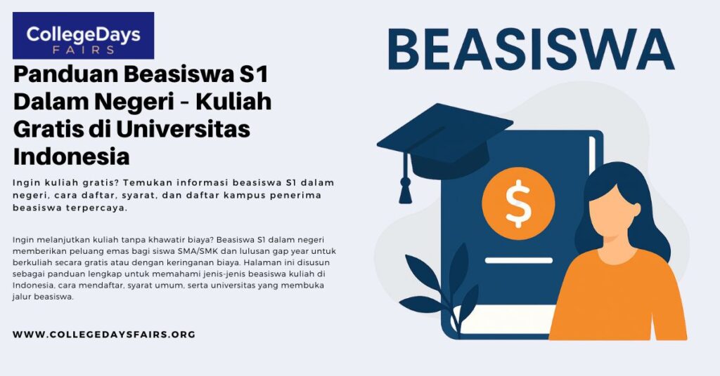 Panduan lengkap beasiswa S1 dalam negeri untuk mahasiswa Indonesia, termasuk syarat pendaftaran dan daftar universitas penerima beasiswa