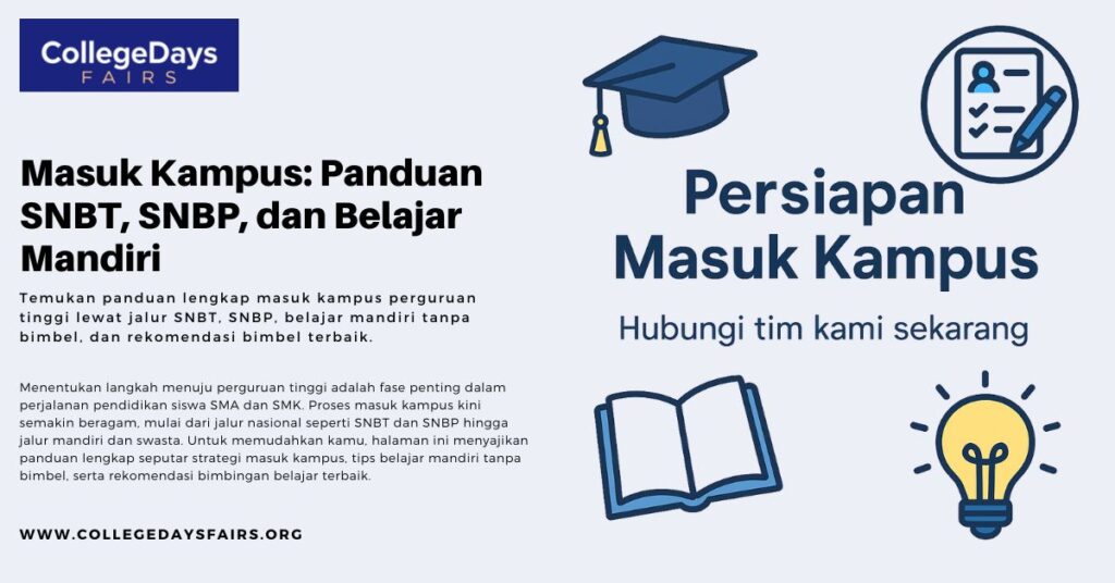 panduan masuk kampus, strategi lolos snbt snbp, belajar mandiri tanpa bimbel, dan bimbingan belajar terbaik untuk siswa sma