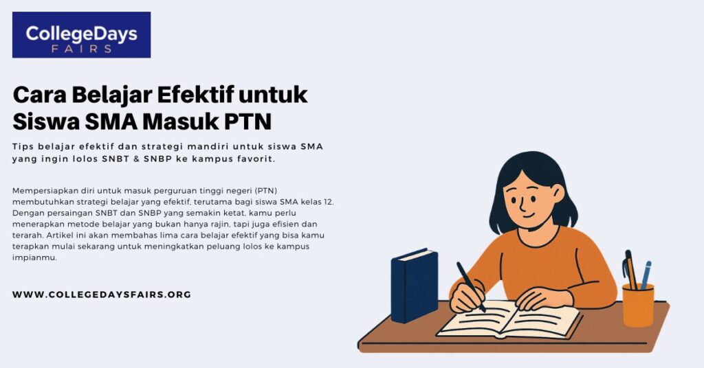 cara belajar efektif siswa SMA untuk persiapan SNBT masuk PTN favorit